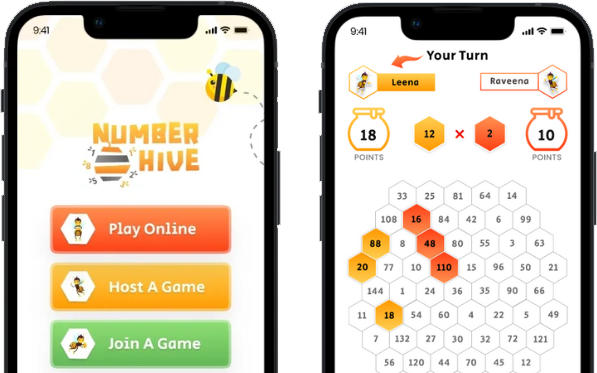 Number Hive Game Play on Mobile Device - Multiplication Strategy game available online or in your app store