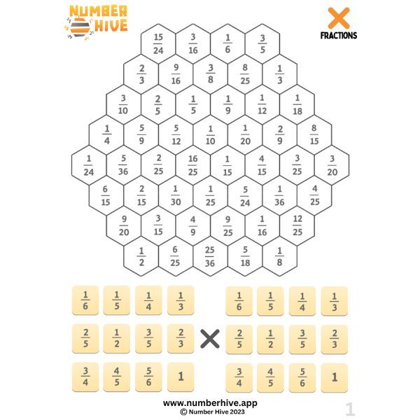 Number Hive Game Boards - Multiplication Strategy Game Teacher Resource Fractions