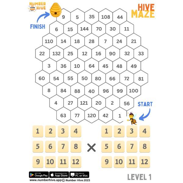 Number Hive Game Boards - Multiplication Strategy Game Teacher Resource Maze