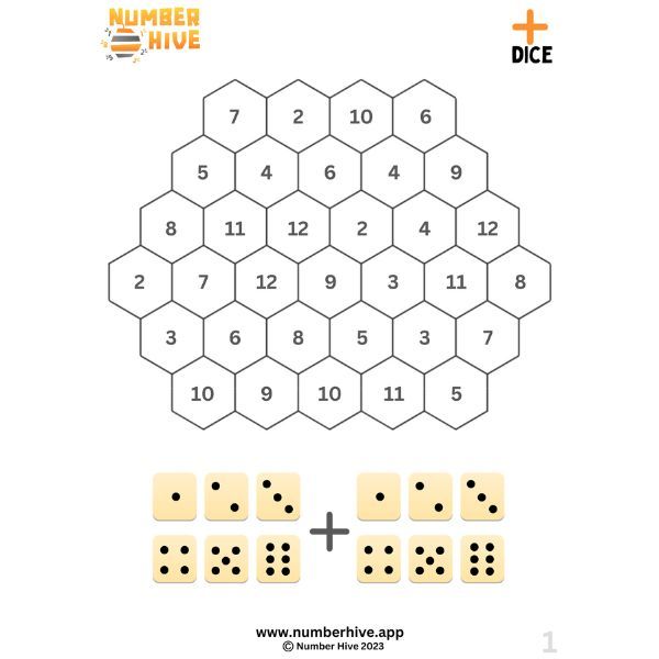 Number Hive Game Boards - Addition Strategy Game Teacher Resource Dice