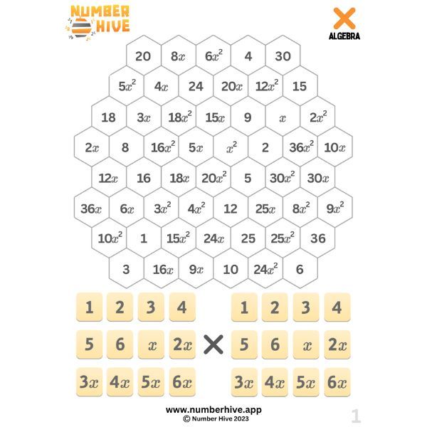 Number Hive Game Boards - Multiplication Strategy Game Teacher Resource algebra