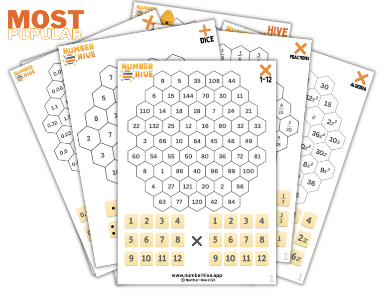 Number Hive Printable Game sheets available for your classroom or at home
